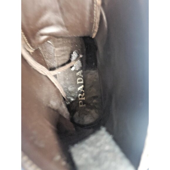 Prada Made in Italy Lace-up Ankle Boots Men's 9.5 Brown 0725 - Picture 8 of 16